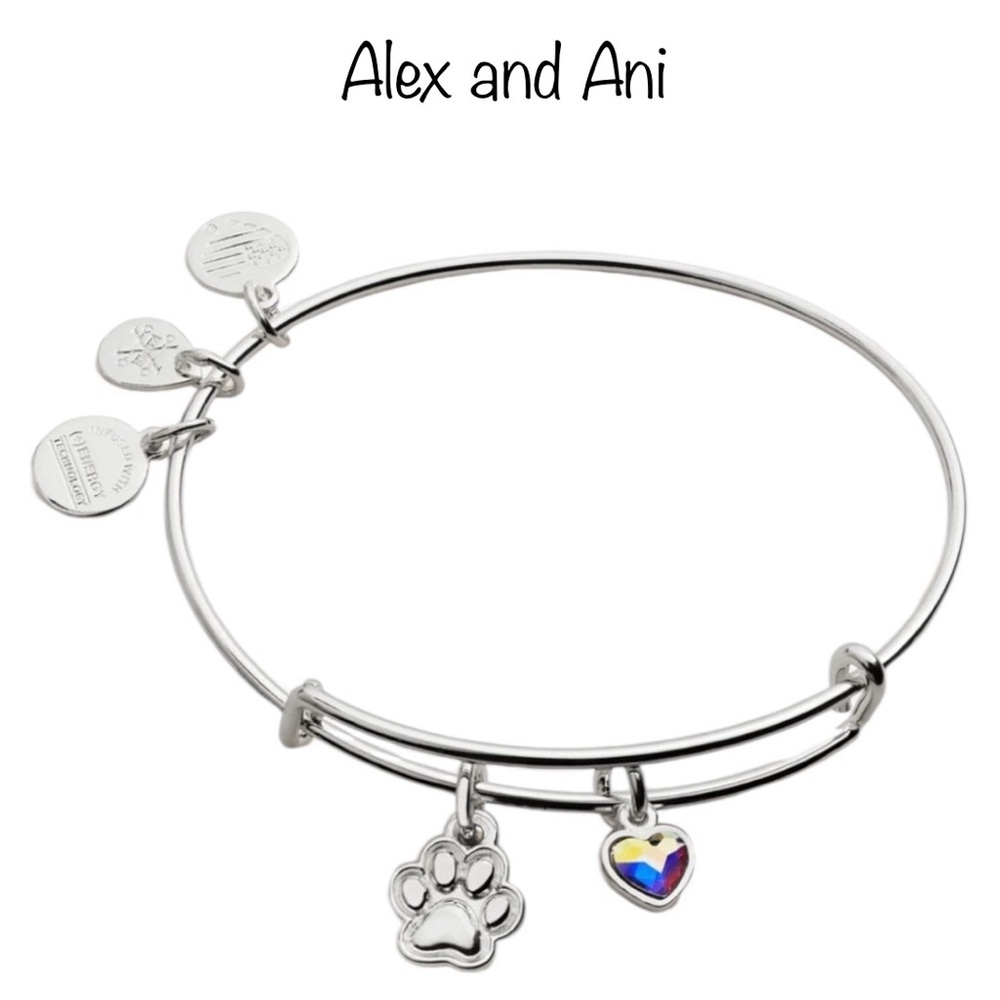 🐾❤️ NWT Alex and Ani Paw Print Duo Charm Bangle